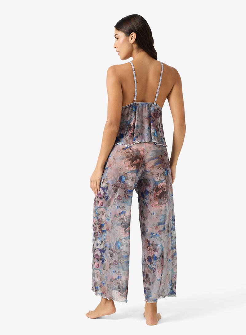 ELLA Sheer Floral Cami & Pant Night Set - Image 2